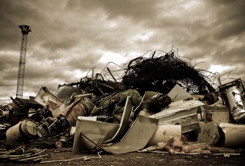 Various types of business waste materials at a recycling center in Leyton